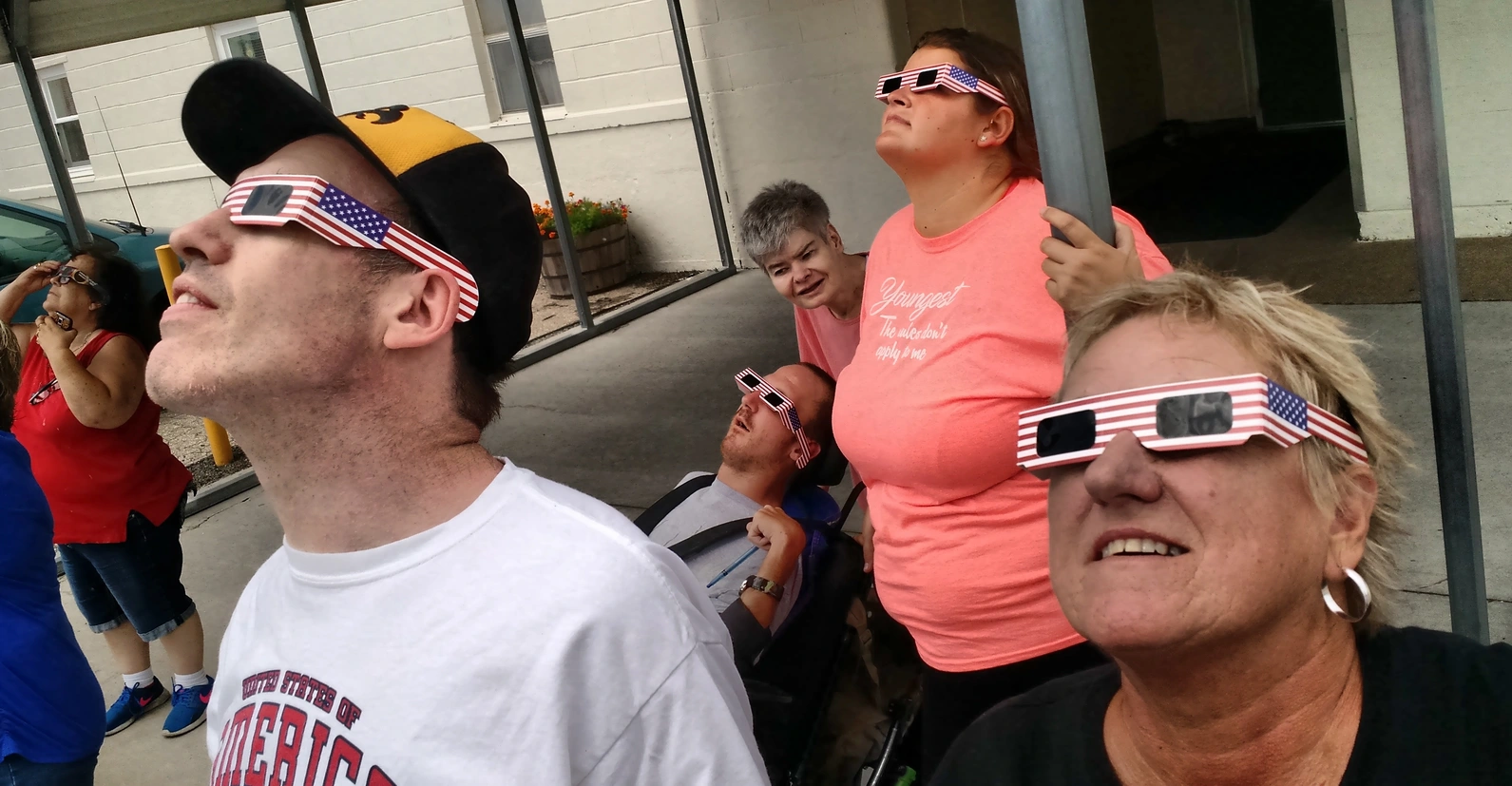 disabled persons watching eclipse